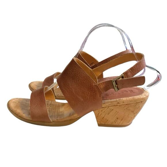 Kork Ease Sandals Minihan Tan Pebble Leather Womens Size 8M Cork Wedge Comfy - Picture 4 of 14